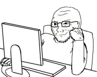 bald computer glasses sitting smug soyak stubble variant: // 452x363 // 82KB