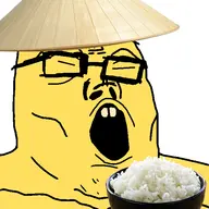 asian bald bowl chink glasses open_mouth rice straw_hat v:sopranojak yellow_skin // 600x600 // 165KB